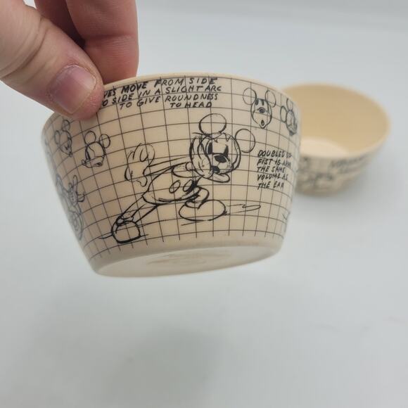Lot of 2 Disney Sketchbook Bamboo Mickey Tidbit Bowls - Picture 2 of 7